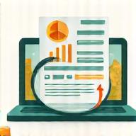Illustration of a business report with charts and a magnifying glass, symbolizing analysis and optimization.