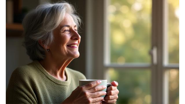 A serene person practicing mindfulness in a calm setting, symbolizing stress management.