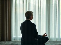 A calm person meditating, representing mental health and stress management.