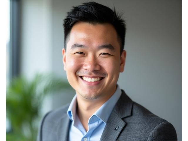 Portrait of David Chen, a certified fitness and stress management coach.