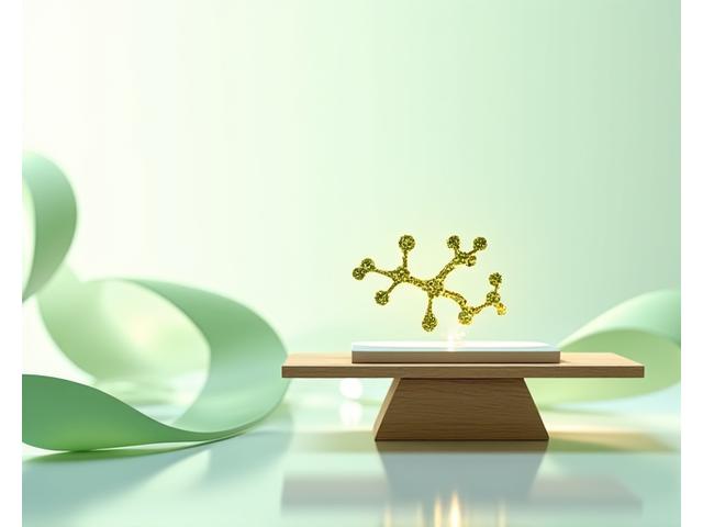 Representation of balanced hormones, perhaps molecular structures or a scale, surrounded by vibrant, healthy plant elements.